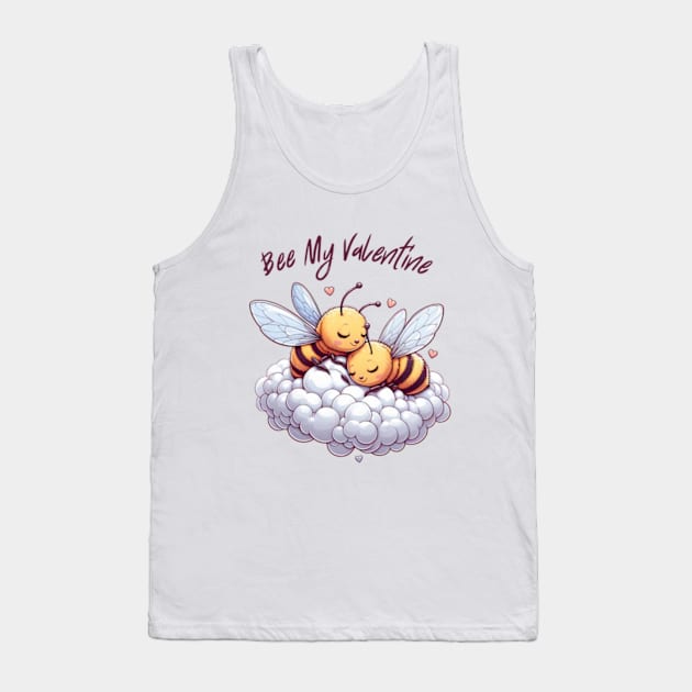 couple of bees embracing on a cloud, Bee My Valentine Tank Top by StyleTops